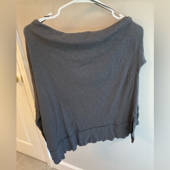 We the Free Free People LondonTown Grey Thermal Ribbed Sweater Size Small - Picture 6 of 7